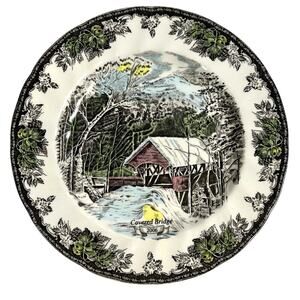Johnson Bros Friendly Village England Covered Bridge 2006 Collector Dinner Plate